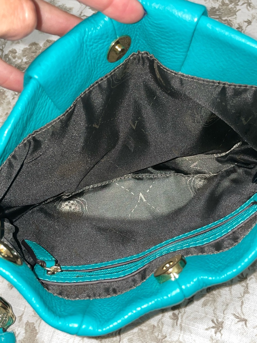 Vince Camuto- Teal Leather Tassel Crossbody Bag - Women - Picture 4 of 5